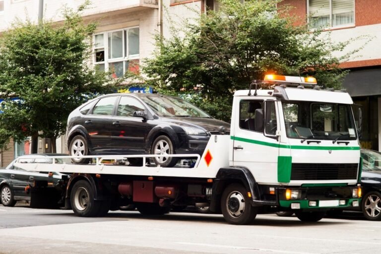 a car on a tow truck